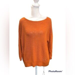 Anthropologie Boat Neck Relaxed Fit Sweater In Rust Size Small